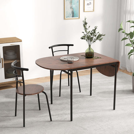 Dreamade 3-Piece Dining Table Set for 2 - Kitchen Table Chair Set with 55” Drop Leaf Dinner Table, Dining Chairs