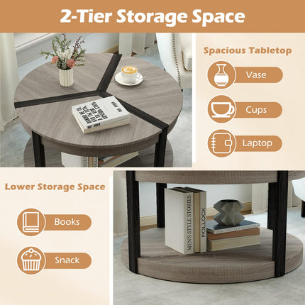Dreamade 2 Tier Round Coffee for Living Room Reception Room