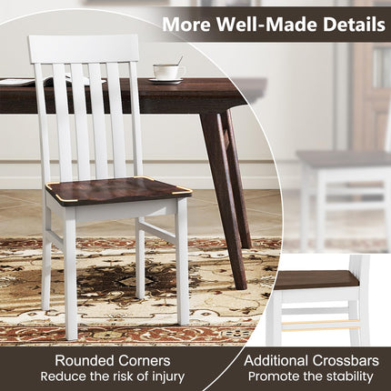 Dreamade Wooden Dining Chairs Set of 2/4 with Hollowed Backrests & Rubber Wood Seats