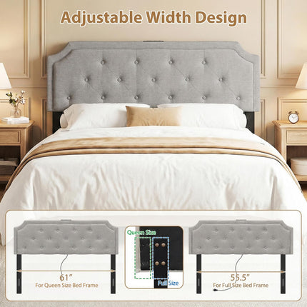 Dreamade Tufted Upholstered Head Board with 2 AC Outlets