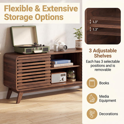 Dreamade 58" Mid Century Modern TV Stand for 65 inch TV with Grille Doors