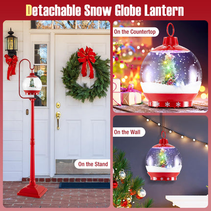 Dreamade 68 Inch Musical Christmas Street Lamp, Festive Lamp Post w/Sound-Activated Snow Globe Lantern