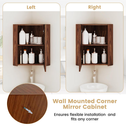Dreamade Corner Medicine Cabinet, 23.5” Over The Toilet Storage Cabinet with Mirror Door, Adjustable Shelf