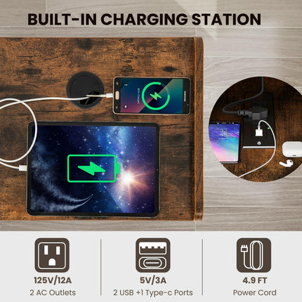 Dreamade Record Player Stand, Turntable Stand with Charging Station