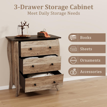 Dreamade Storage Cabinet with Foldable & Detachable Fabric Drawers, Anti-Tipping Kit, 26.5” x 15” x 30” Farmhouse Floor Cabinet