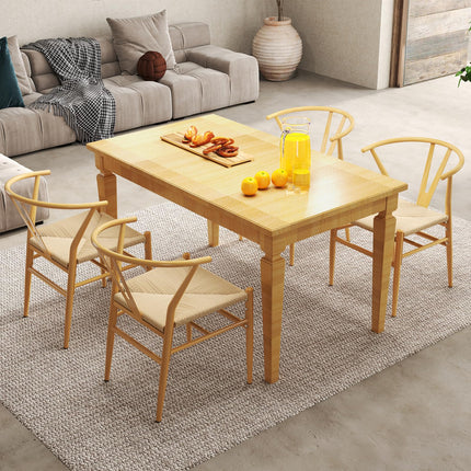 【侵权下架】Dreamade Metal Dining Chairs Set of 2/4 Mid-Century Weave Dining Room Chair w/Y-Shaped Backrest