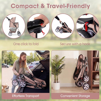 Dreamade Foldable Pet Stroller for Small Dogs & Cats