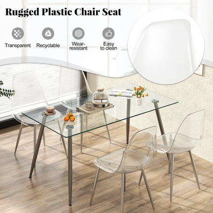 Dreamade Clear Dining Chairs Set of 4, Kitchen Chairs w/Transparent Seat & Curved Back