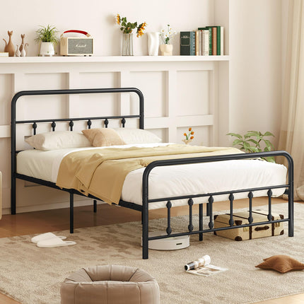 Dreamade King/Queen/Full Size Metal Platform Bed Frame, Victorian Style Platform Bed with Headboard & Footboard
