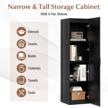 Dreamade Narrow Farmhouse Freestanding Bathroom Cabinet with 4 Shelves