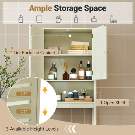 Dreamade Over The Toilet Storage Cabinet with Fluted Doors