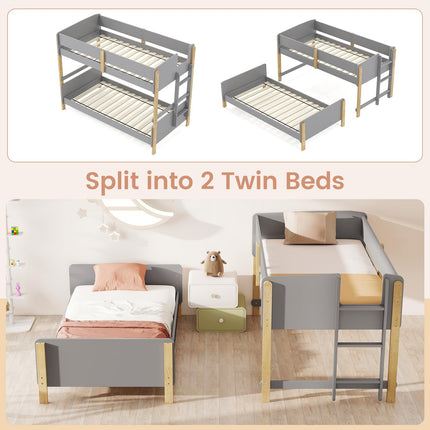Dreamade Twin Over Twin Bunk Bed with Ladder for Kids Teens Bedroom