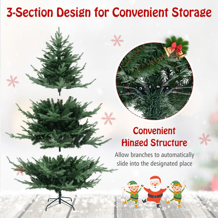 Dreamade 6ft Faux Hinged Xmas Full Tree with 240 Warm White LED Lights, 778 Branch Tips