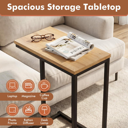 Dreamade Small Sofa Couch Side Table That Slide Under with Metal Frame & Spacious Tabletop