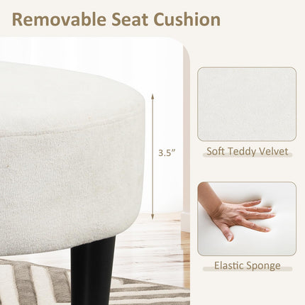Dreamade Modern Accent Chair with Ottoman, Upholstered Teddy Velvet Barrel Club Chair w/Footrest