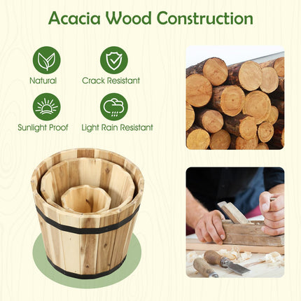 Dreamade Outdoor Acacia Wood Raised Garden Bed for Flower Vegetable Fruit