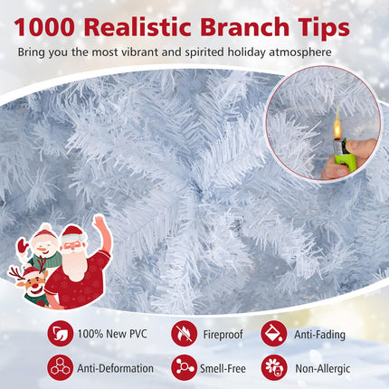 Dreamade White Pre-Lit Artificial Christmas Tree with Warm White & 3-Color LED Lights