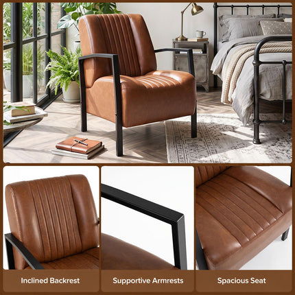 Dreamade PU Leather Upholstered Armchair with Padded Seat & Back (1/2)