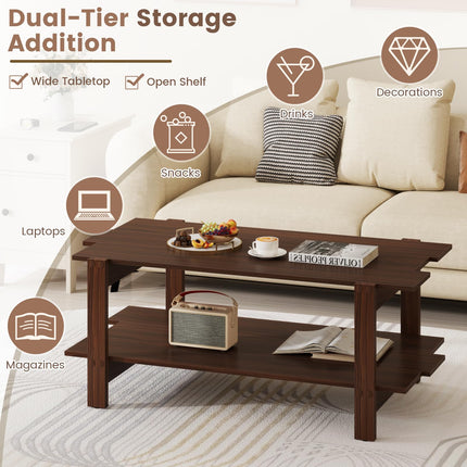 Dreamade 2-Tier Coffee Table with Storage Shelf