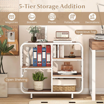Dreamade 5-Tier Industrial Bookcas Book Shelf Storage Organizer with Metal Frame
