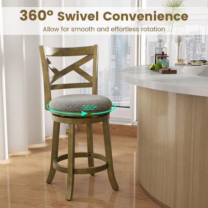 Dreamade Wood Swivel Bar Stools Set of 2/4 with Backrests and Wood Frame