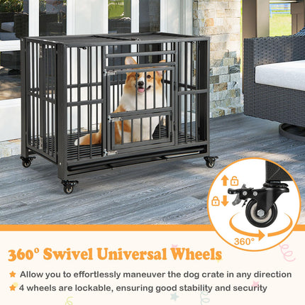 Dreamade Foldable Metal Dog Crate - Heavy Duty Dog Cage