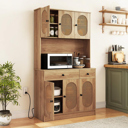 Dreamade Kitchen Hutch, 71" Tall Boho Pantry Cabinet