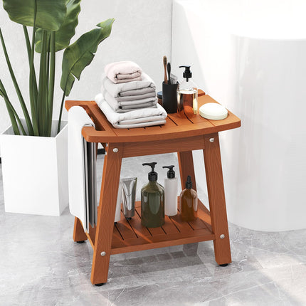 Dreamade Shower Bench HIPS Waterproof Bath Spa Seat with Storage Shelf