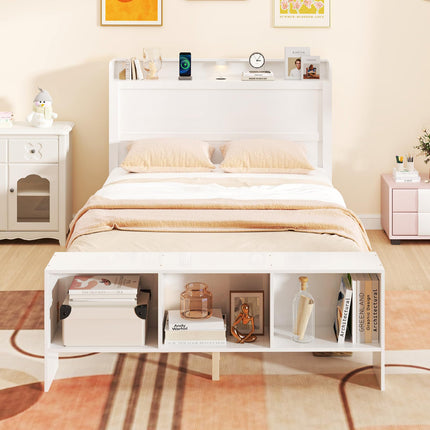 Dreamade Full/Twin Size Bed Frame with Storage Headboard & Footboard