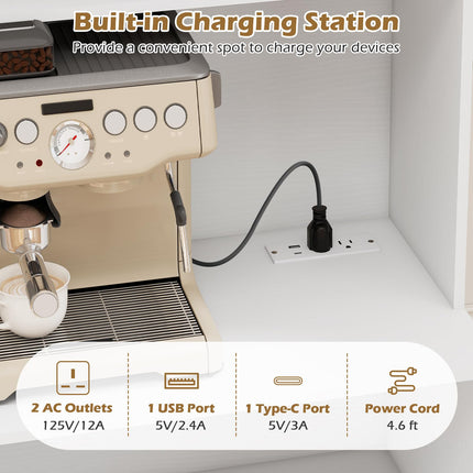 Dreamade 66" Kitchen Pantry Cabinet with Charging Station