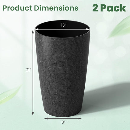 Dreamade 21” Tall Round Tapered All Weather Flower Pots Set of 2