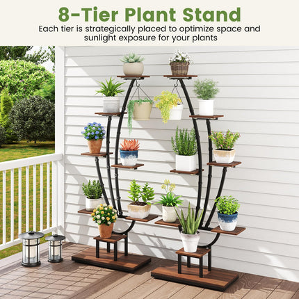 Dreamade Plant Stand Indoor 8-Tier 62" Tall Corner Metal Plant Shelf for Multiple Plants