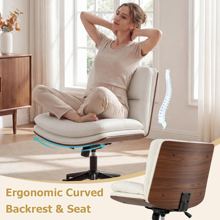 Dreamade Armless Office Chair with Wheels for Home Office & Bedroom