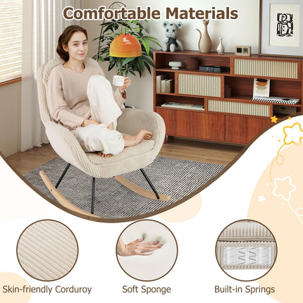 Dreamade Upholstered Rocking Chair Nursery Glider Rocker with Padded Backrest and Seat