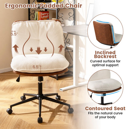 Dreamade Faux Fur Desk Chair with Rocking Backrest & Thick Padded Cushion