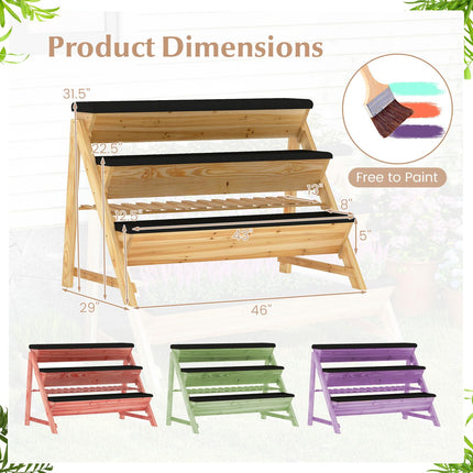 Dreamade 3-Tier Vertical Raised Garden Bed Wood Elevated Planter Box with Legs