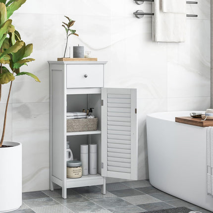 Dreamade Bathroom Floor Storage Cabinet - Freestanding Side Cabinet with 1 Door, 1 Drawer & 3-Height Adjustable Shelf