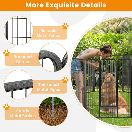 Dreamade Dog Playpen Outdoor 40" H - 8/16 Panels Metal Pet Fence for Large Dogs, Heavy Duty Dog Pen Exercise Fence with Door