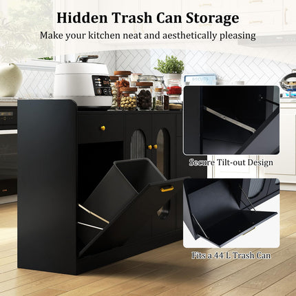 Dreamade 55" Farmhouse Buffet Cabinet w/Hidden Tilt Out Trash Can