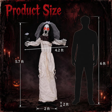 DREAMADE 5.7 FT Life Size Halloween Bride Animatronic