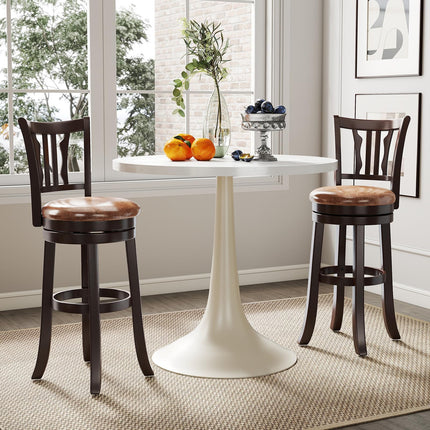 Dreamade 30" Upholstered Bar Height Swivel Bar Stools Set of 2/4 with Back and Solid Rubber Frame