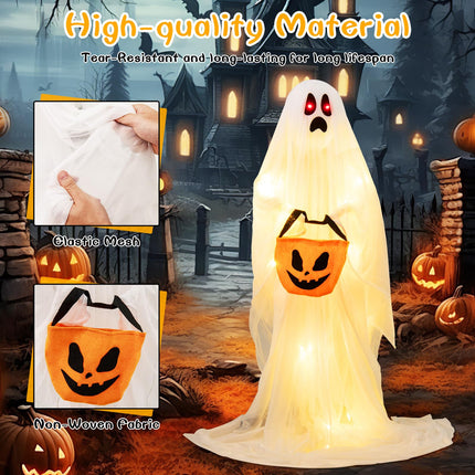 Dreamade Halloween Light Up Family Ghosts, 4 PCS LED Glowing Halloween Ghosts