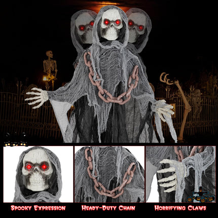 Dreamade 6.4 FT Halloween Animatronic Standing Grim Reaper, Halloween Decoration with Chain