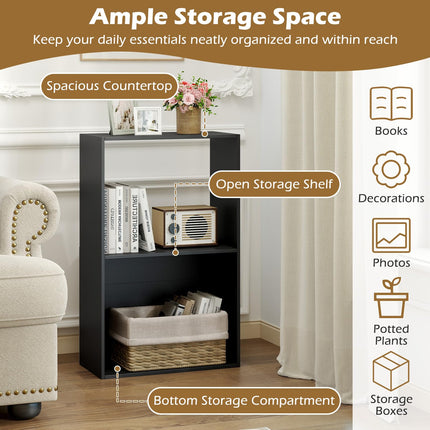 Dreamade 3-Tier Bookshelf | 2-Cube Bookcase w/Open Storage Compartment (1/2)