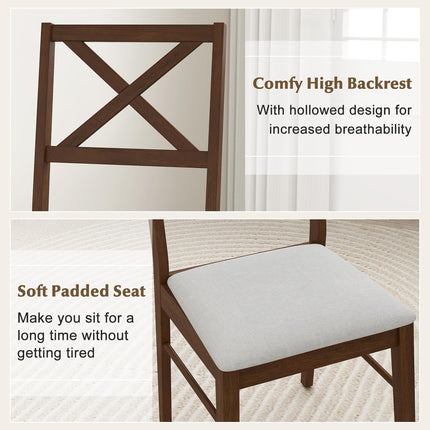 Dreamade Wooden Dining Chairs Set of 2/4, Upholstered Kitchen Chairs w/Cross Back & Padded Seat