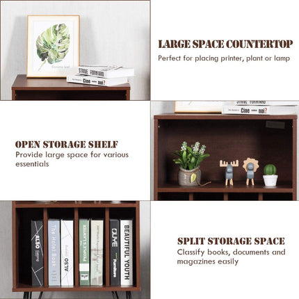 Dreamade End Table Record Player Stand, Turntable Stand Record Storage Cabinet