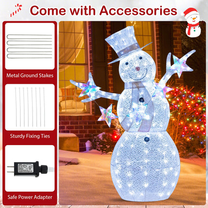 Dreamade 5 FT Lighted Snowman Christmas Outdoor Decoration with Hat, Scarf & Stars