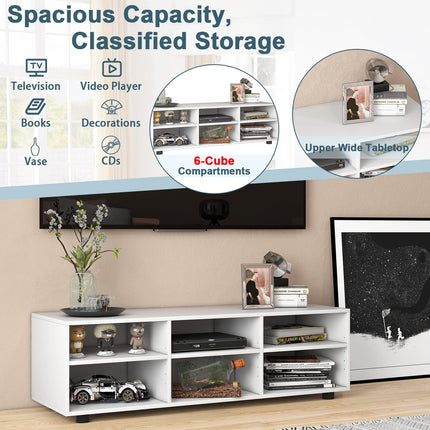 Dreamade TV Stand with Cube Storage - TV Console Cabinet w/ 6 Open Compartments