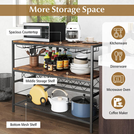 Dreamade 4-Tier Wine Rack Table - 7-Bottle Wine Bar Cabinet w/ 4 Wine Racks & 16 Glasses Holder