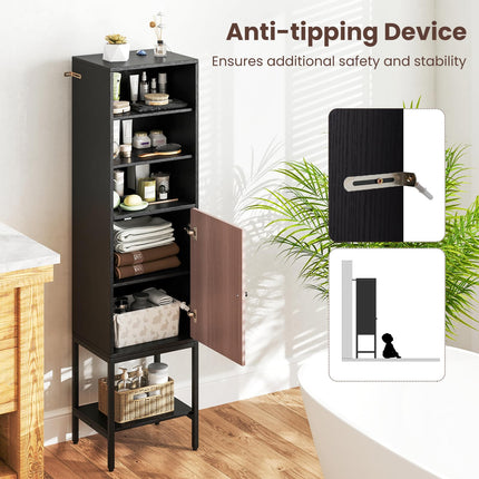 Dreamade 57” Tall Bathroom Storage Cabinet, Bathroom Floor Cabinet with Door, Adjustable Shelves & Foot Pads